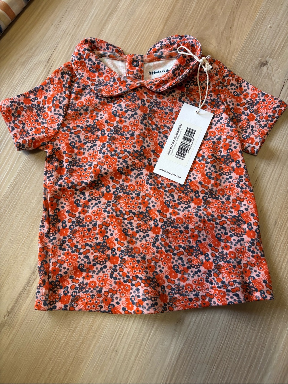 NWT Misha & Puff Rose Blush Floral collar tee